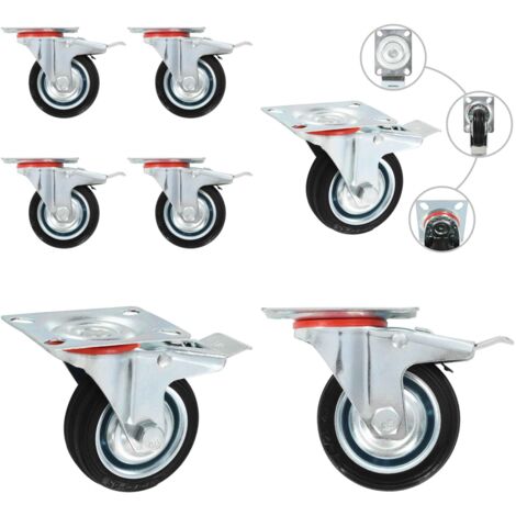 Ruedas giratorias con frenos dobles 4 unidades 75 mm - Ruedas con frenos - Ruedas para muebles