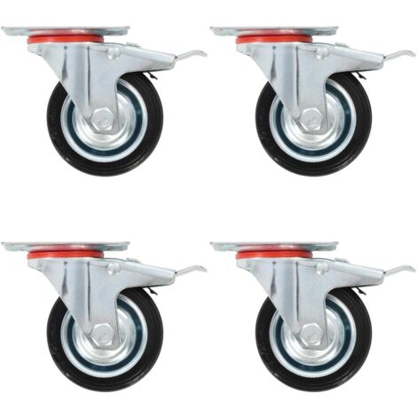 Ruedas giratorias con frenos dobles 4 unidades 75 mm vidaXL