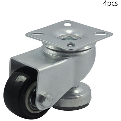 Ruedas giratorias con patas niveladoras ajustables, 4 unidades, 4 cm, PU/acero al carbono, para mesas, estantes y sillas.