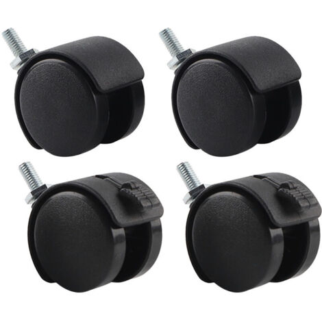 ruedas giratorias para muebles y sillas de oficina, ruedas de repuesto de nailon y plástico con freno, color negro
