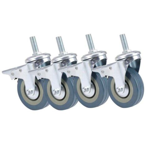 Ruedas giratorias resistentes de 75 mm con freno para muebles, juego de 4