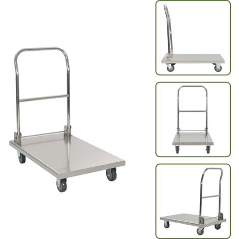 Ruedas giratorias - vidaXL Carro portaequipajes acero inoxidable plateado 82x53x86 cm - Ruedas fijas