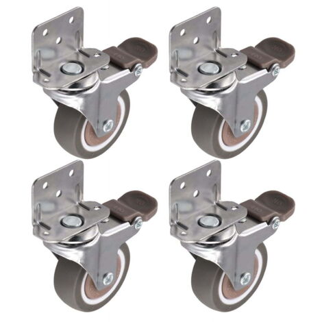 Ruedas laterales de 5 cm (2 pulgadas) para muebles, ruedas de goma en forma de L, giro de 360° con bloqueo, juego de 4