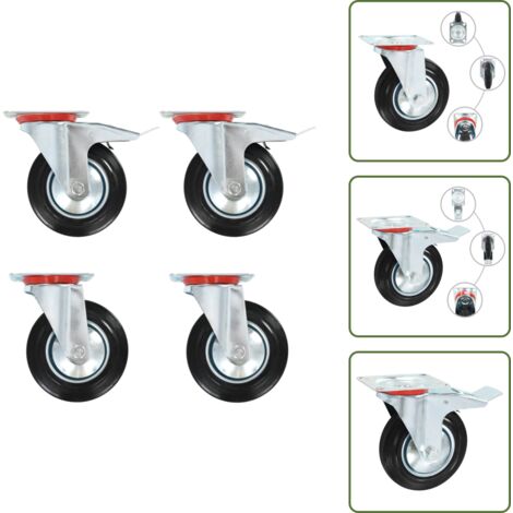 Ruedas para bancos - vidaXL Ruedas giratorias 4 unidades 160 mm - Ruedas para estanterías
