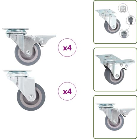 Ruedas para bancos - vidaXL Ruedas giratorias 8 unidades 50 mm - Ruedas para estanterías