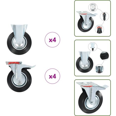Ruedas para carritos - vidaXL Ruedas 8 unidades 200 mm - Ruedas para estanterías