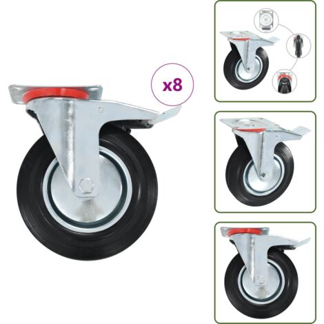 Ruedas para estanterías - vidaXL Ruedas giratorias 8 unidades 200 mm - Ruedas para carritos