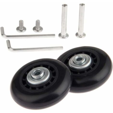 Ruedas para maletas, ruedas para equipaje, ejes y ruedas, 2 ruedas de repuesto con ejes de rodamiento de 64 x 18 mm - Ruedas de repuesto para reparación de maletas