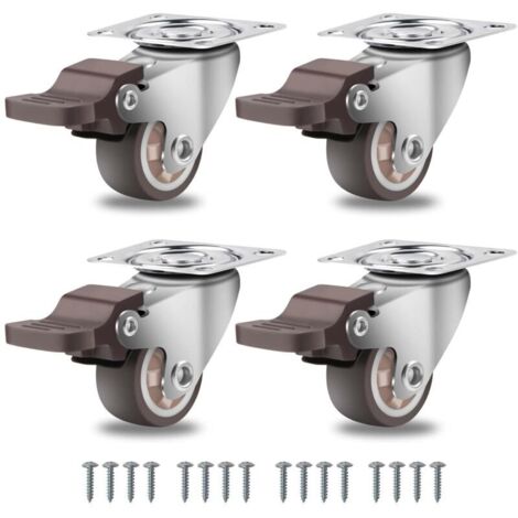 Ruedas para muebles de 25 mm con 4 frenos, ruedas de hasta 45 kg, giro de 360 grados, ruedas de goma para todo tipo de suelos, muebles, estanterías, cajas de juguetes, juego de 4