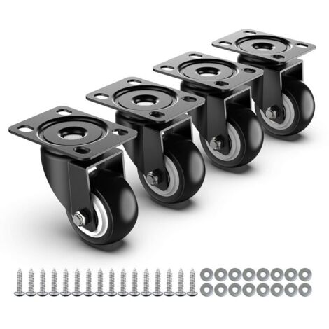 Ruedas para muebles de 50 mm – Capacidad total 250 kg – Juego de 4 ruedas de alta resistencia sin freno, ruedas giratorias, ruedas de transporte, ruedas para palets