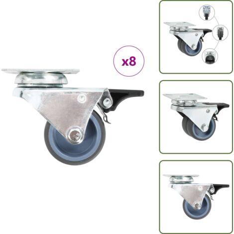 Ruedas para muebles - vidaXL Ruedas dobles giratorias 8 unidades 50 mm - Ruedas para bancos