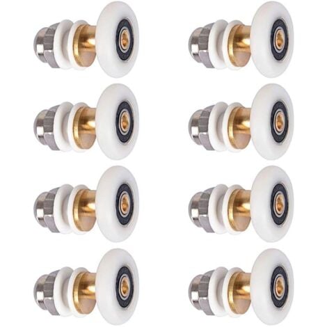 FITAGS Ruedas para puerta de ducha, ruedas para puerta corredera, poleas para puerta de cabina de ducha, rueda de repuesto para rodillo con diámetro de rueda de 27 mm, 8 piezas
