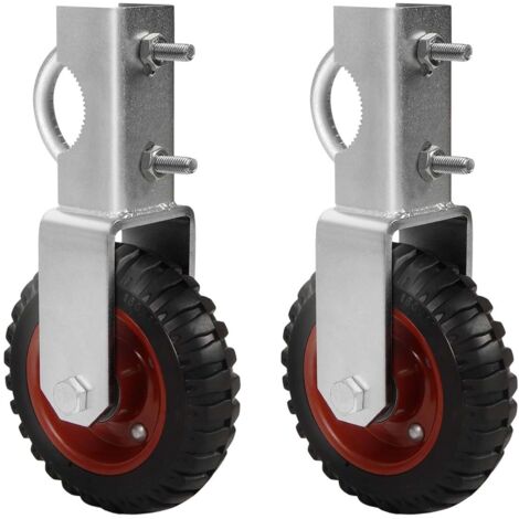 Ruedas para puerta de granja de 6 pulgadas, paquete de 2, kit de 500 lb, rueda de soporte de puerta de granja de 150 mm, adecuada para tubos de puerta redondos de 3,8 cm a 5,8 cm