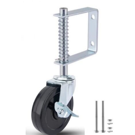 Ruedas para puerta, rueda de goma de 5 pulgadas, ruedas giratorias con resorte, capacidad de carga de 80 kg.