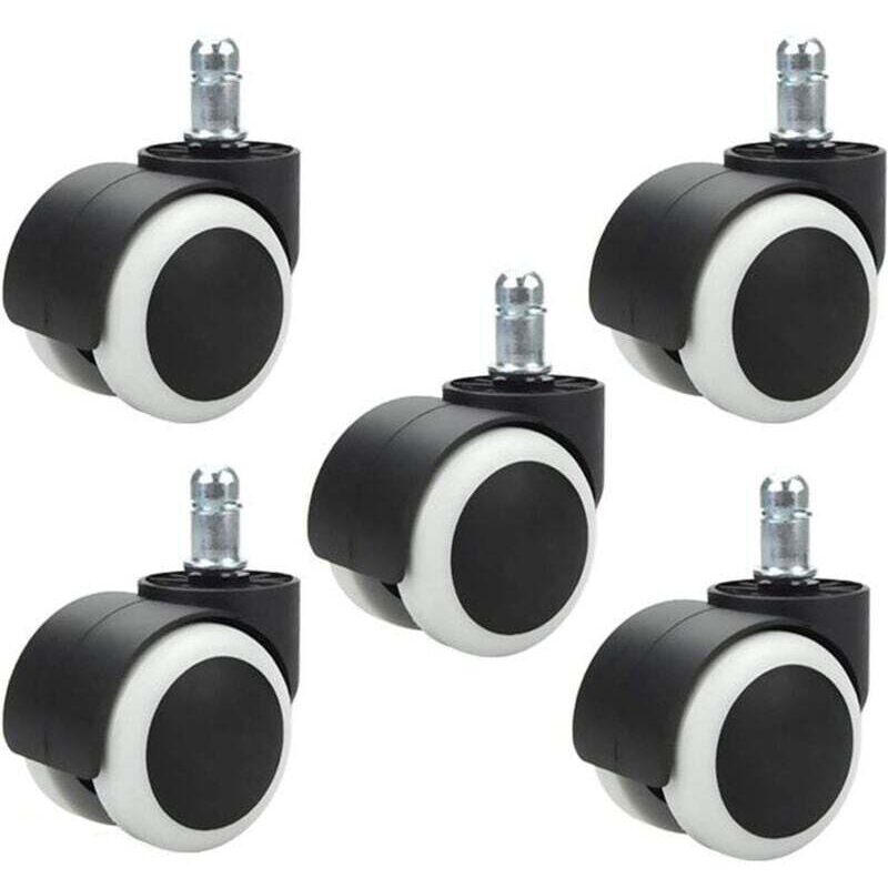 Aiperq Weiß Ruedas Para Silla De Oficina De 48 Mm Para Silla De Computadora, Ruedas Giratorias Para Silla De Oficina, Ruedas De Repuesto, Tamaño De Vástago Estándar 11 Mm × 20 Mm, Sin Rayones Ni