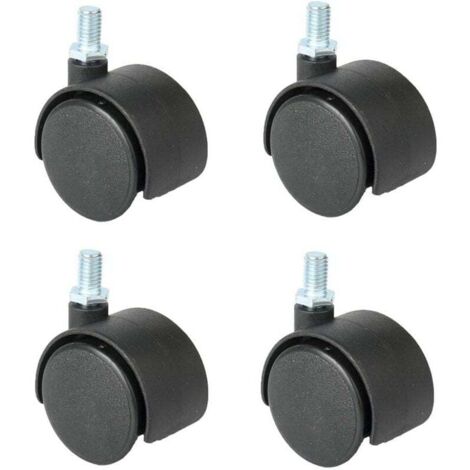 Ruedas para silla giratoria de 48 mm, repuesto de rueda giratoria de oficina, paquete de 4 con freno (color: negro, tamaño: 2 pulgadas)