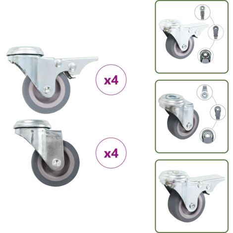 Ruedas para trolleys - vidaXL Ruedas giratorias con agujero pasador 8 unidades 50 mm - Ruedas para mesas