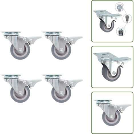 Ruedas para trolleys - vidaXL Ruedas giratorias con frenos dobles 4 unidades 50 mm - Ruedas para mesas