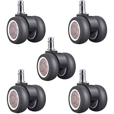 Ruedas silenciosas de dos ruedas Tpr de 2 pulgadas, ruedas para muebles, silla de oficina, silla universal para computadora con ruedas: 50 - 60 kg (5 marrones por paquete)
