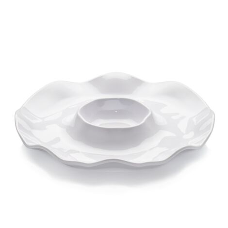 Ruffle Round Chip & Dip Platte 4er Set, 40,6 cm
