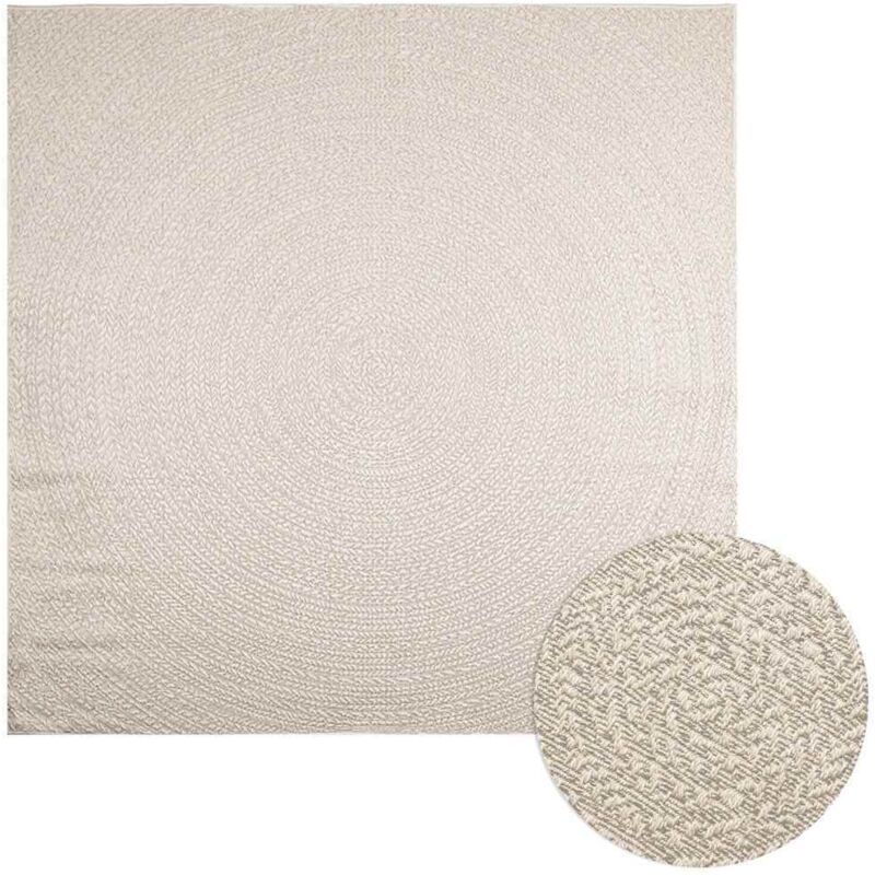 Rug Zizur Cream 240x240 Cm Jute Look Indoor And Outdoor Vidaxl