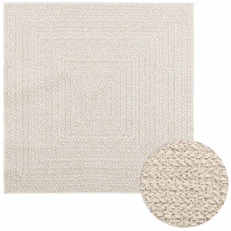 Rug Zizur Cream 120x120 Cm Jute Look Indoor And Outdoor Vidaxl
