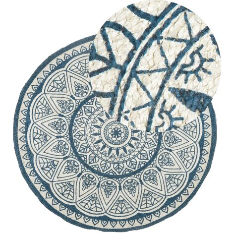 Rug ANADERE Blue ø 120 cm Jute