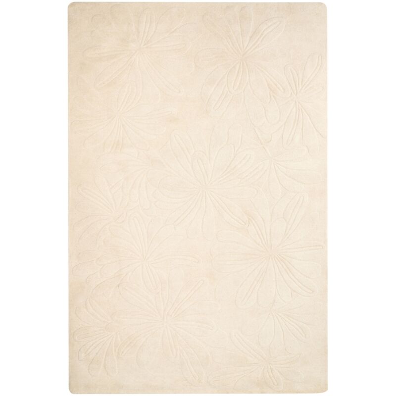 Beliani Area Rug Light Beige Wool Rectangular Shape Floral Pattern 200 X 300 Cm Modern Style Living Room Chennai