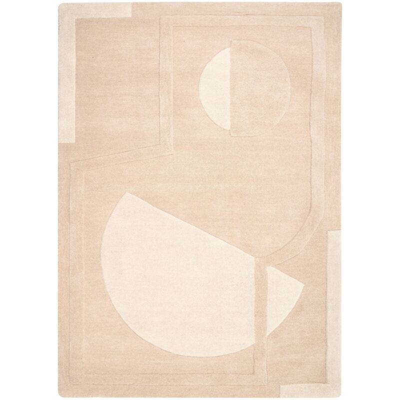 Area Rug Beige Wool Rectangular Shape Geometric Pattern 160 x 230 cm MOdern Style Living Room GAYA