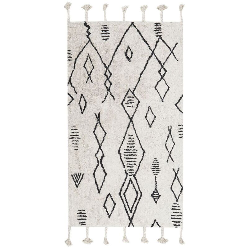 Beliani Rug Kebir Off-white 80 X 150 Cm Cotton