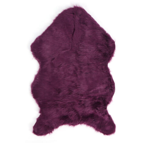 Rugcarpetarea Rugf Mouton de Mouton FF Fur Rug Entirely Made of Sheepskin Design An Elegance (Purple)