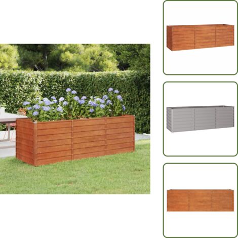 Ruggine - vidaXL Letto Rialzato da Giardino Ruggine 240x80x77 cm Acciaio Corten - Fioriera