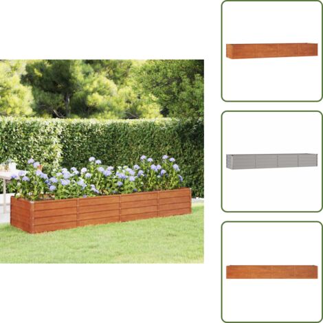 Ruggine - vidaXL Letto Rialzato da Giardino Ruggine 320x80x45 cm Acciaio Corten - Fioriera