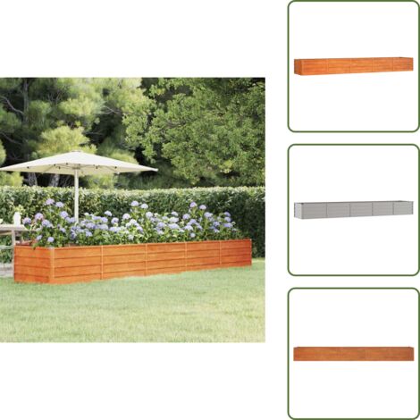 Ruggine - vidaXL Letto Rialzato da Giardino Ruggine 400x80x45 cm Acciaio Corten - Fioriera