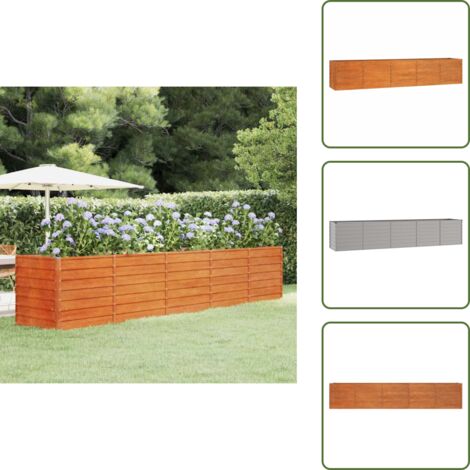Ruggine - vidaXL Letto Rialzato da Giardino Ruggine 400x80x77 cm Acciaio Corten - Fioriera