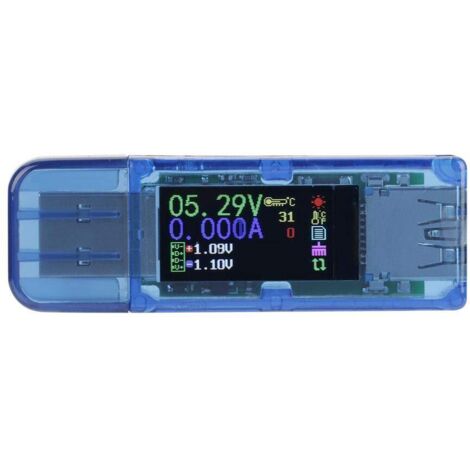 Ruideng - Testeur de tension USB At34, Usb 3.0, LCD couleur, voltmètre, ampèremètre, ampèremètre, multimètre, chargeur USB, testeur de tension