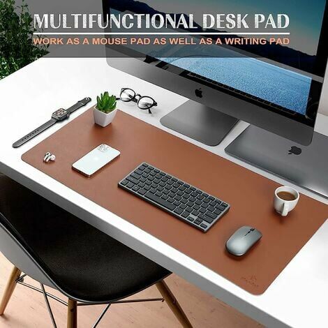 RUIOIU Tapis de table, sous-main, sous-main en cuir PU 80 x 40 cm, sous-main pour ordinateur portable, sous-main étanche pour le bureau ou la maison, double face RUIOIU