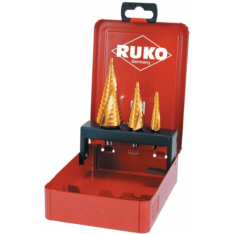 

RUKO 101026T - Juego 3 brocas escalonadas HSS-TiN tamaño nº 0/9, 1 y 2