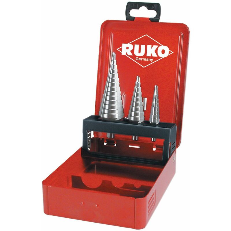 

RUKO 101326 - Juego de 3 brocas escalonadas HSS 3 canales de salida (0/9,1 y 2)