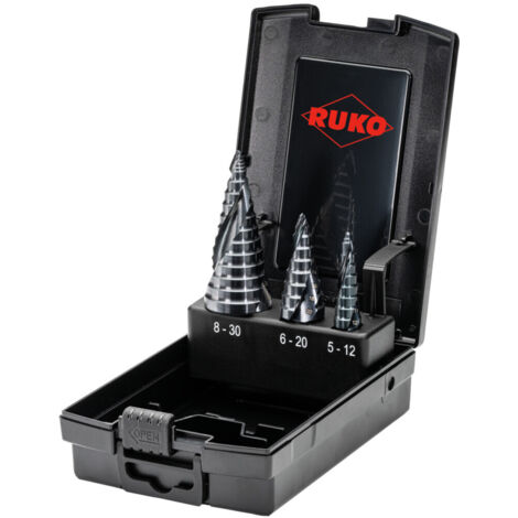 RUKO 101626PRO Stufenbohrer-Set 3teilig 5 - 12 mm, 6 - 20 mm, 8 - 30 mm HSS 1 Set