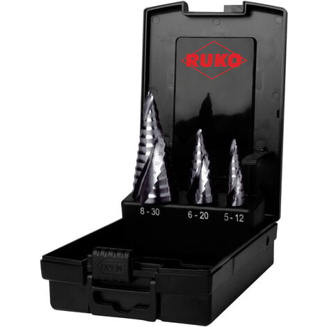 RUKO 101626PRO Stufenbohrer-Set 3teilig 5 - 12 mm, 6 - 20 mm, 8 - 30 mm HSS 1 Set