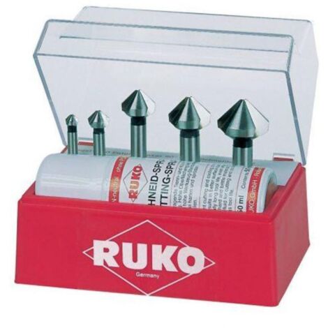 ruko-102142a-juego de 5 avellanadores cónicos din 335 forma c hss 90xb0 para aluminio