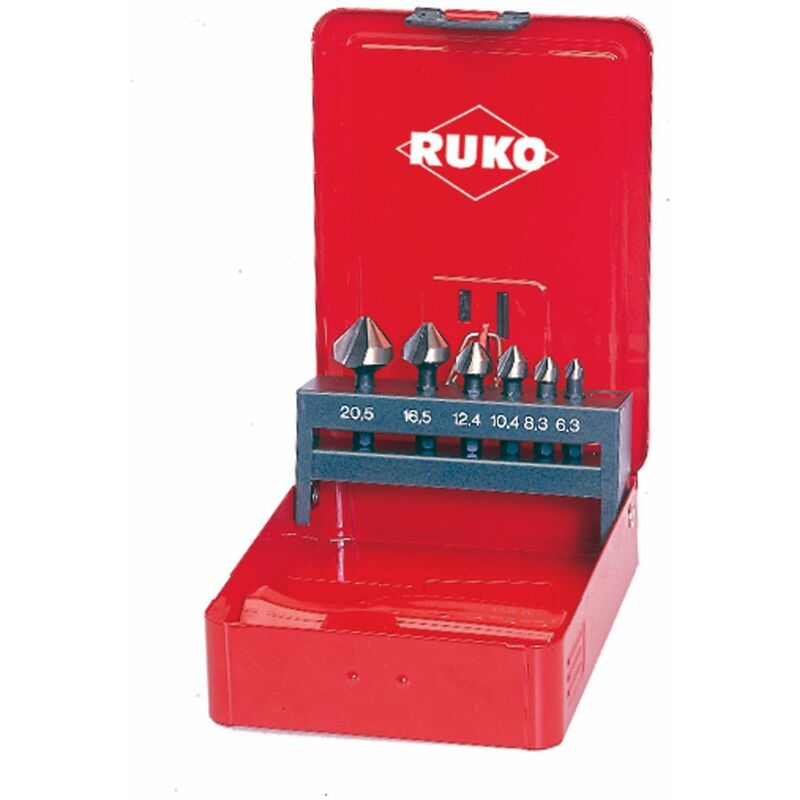 

RUKO 102319 - Juego de 6 BIT - Avellanadores cónicos DIN 335 forma C HSS 90º. Mango universal porta bits.