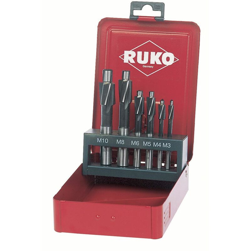 

RUKO 102451 - Juego de 6 avellanadores planos HSS DIN 373 paso standard