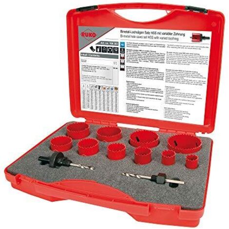 RUKO 106303 Kit seghe a tazza 12 parti 19 mm, 22 mm, 25 mm, 29 mm, 35 mm, 38 mm, 44 mm, 51 mm, 57 mm, 64 mm 1 KIT