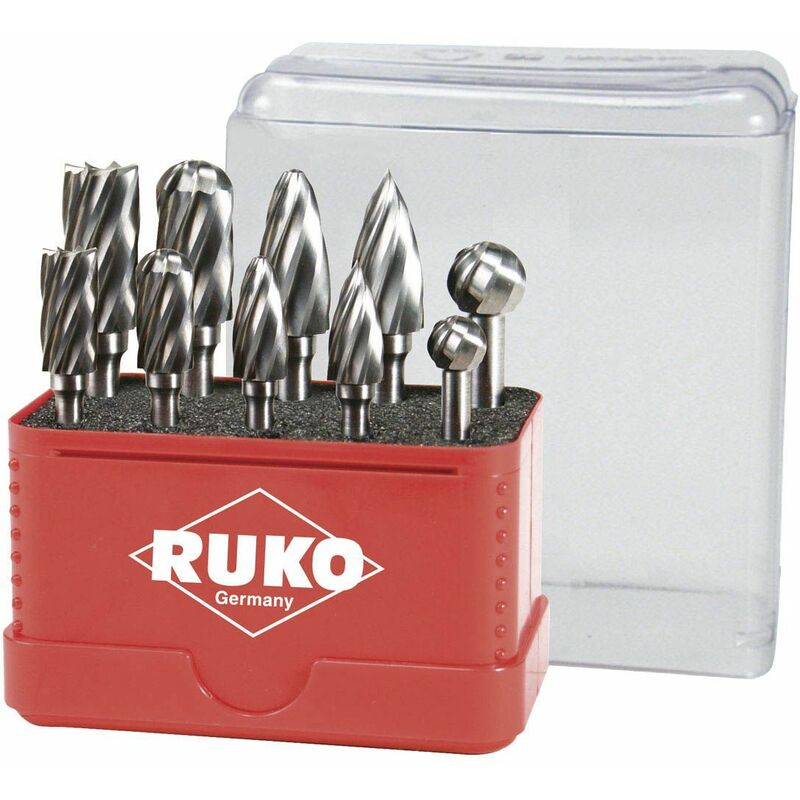 

RUKO 116103A - Juego de 10 fresas de metal duro para aluminio con vástago de 6 mm