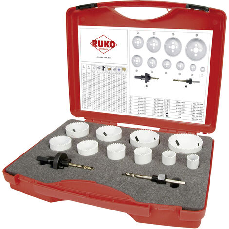 RUKO  126303 Lochsägen-Set 12teilig 19 mm, 22 mm, 25 mm, 29 mm, 35 mm, 38 mm, 44 mm, 51 mm, 57 mm, 6