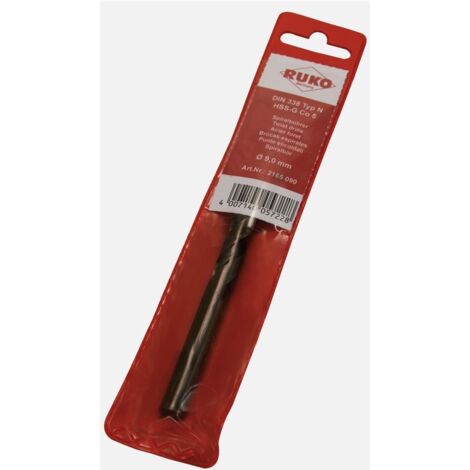 RUKO 2144080S - Broca helicoidal DIN 338 tipo N HSS-G vaporizada negra (Ø 8 mm)