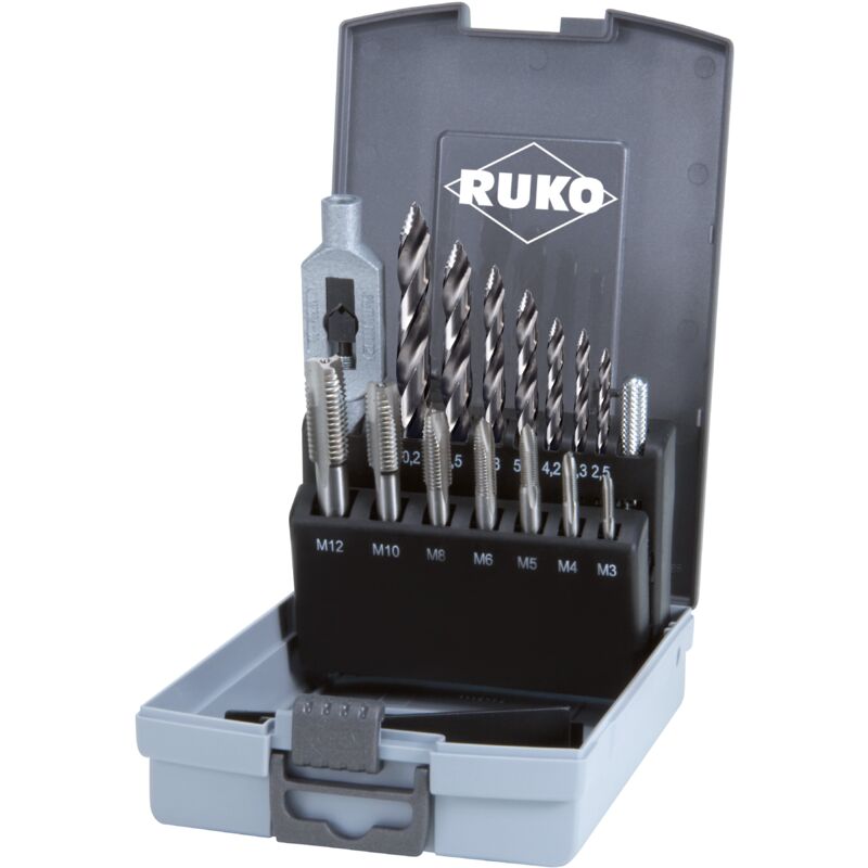 Ruko - Tarauds à inciser hss + ultimatecut Tarauds hélicoïdaux din 338 hss type flowstep® pointe en cassette plastique abs - 15 pces - 259004RO