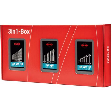 RUKO 3en1-Box HSS - Forer, couper, chanfreiner - Kit complet pour taraudage – 131003